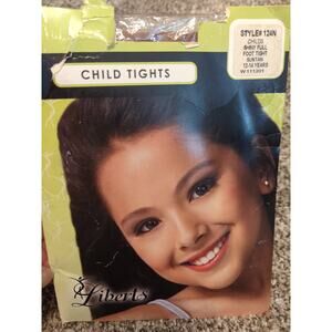 LIBERTS Suntan Shiny Full Foot Tights Dance 12 14 Years Style 124N Retro